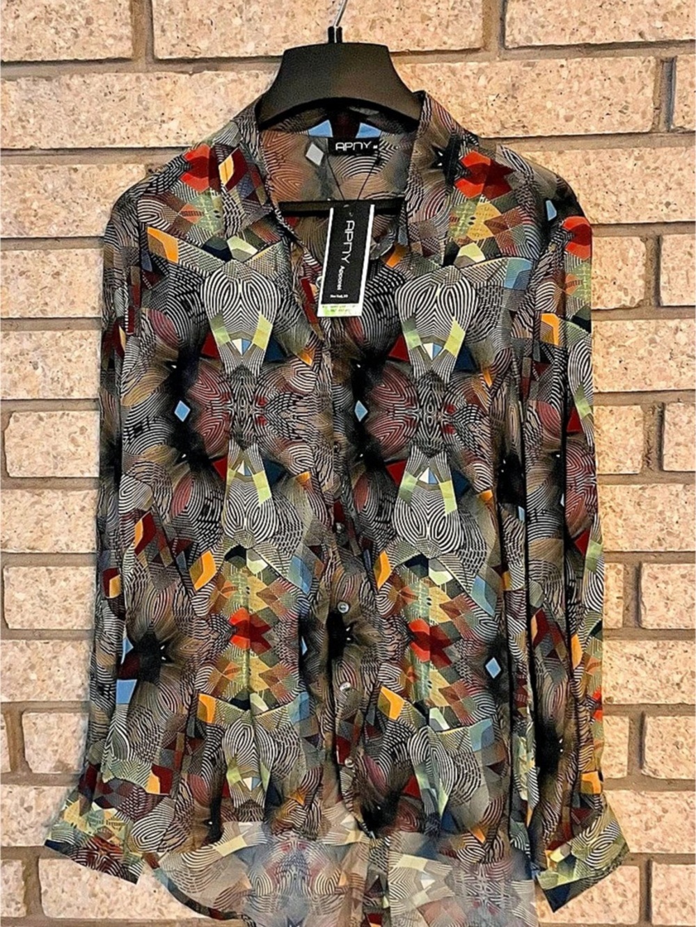 APNY Geometric Blouse in Multicolor Size Medium NWT